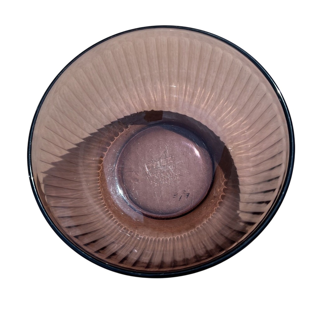 Vintage Pyrex Amber Brown Ribbed Glass Bowl Vase‎ Mid-Century Modern